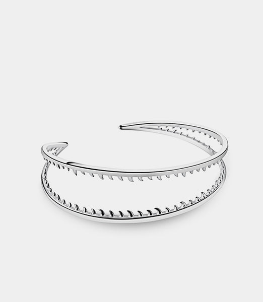Flores open cuff bracelet  | Sterling Silver - White Rhodium - JOULALA