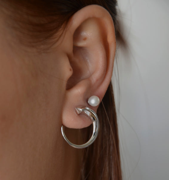 NEW Nias frontal hoops earrings | Sterling Silver - White Rhodium - JOULALA