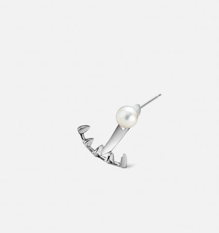 Rote Pearl earrings ear jacket | Sterling Silver - White Rhodium - JOULALA