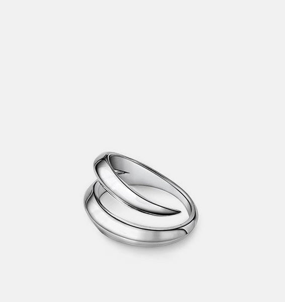 Sumatra two rows double coil ring | Sterling Silver - White Rhodium - JOULALA